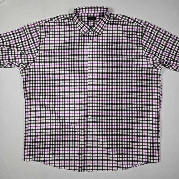 Shaq Brand Big Fit Button-Up Shirt XLG Plaid Cooling Stretch Smart Business - Picture 3 of 12